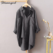 White Linen Shirt Women Long Sleeve Summer Work Wear White Shirt Linen Blouse Female Women's Blouse Women's Shirts With Pocket
