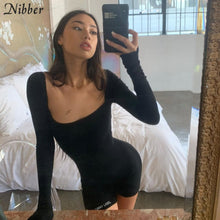 Nibber high street casual knitting playsuits femme 2020 summer black simple stretch Slim Elegant short jumpsuit pure Active Wear