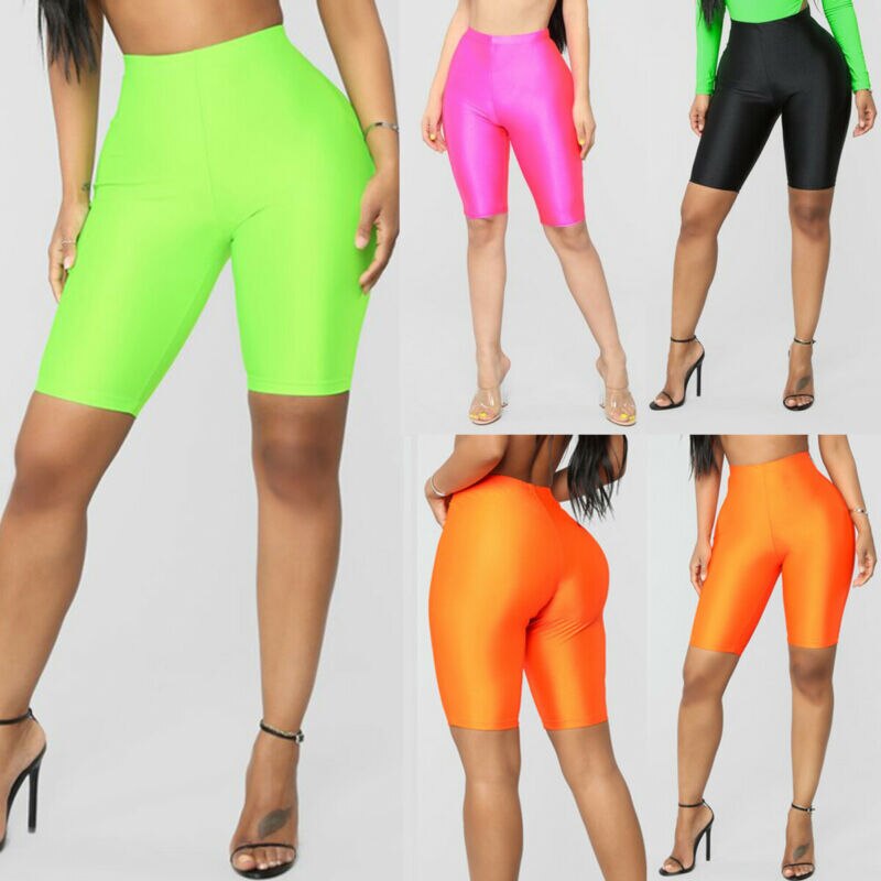 High Waist Sports Shorts Women Biker Shorts Summer Casual Sexy Skinny Fitness Solid Bodycon Cycling Slim Bottoms