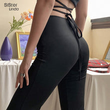 Sisterlinda Spring Fashion High Waist Straight Pant Women Casual Street Bandage Trousers Ladies Party Clubwear Pant Outfits 2021