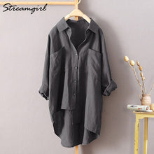 White Linen Shirt Women Long Sleeve Summer Work Wear White Shirt Linen Blouse Female Women's Blouse Women's Shirts With Pocket