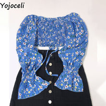Yojoceli boho beach print blouses shirt women long sleeve ruffle short blouse tops female blusas