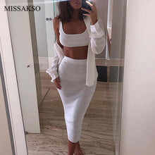Missakso Two Piece Set Midi Dress Sleeveless Tank Club Fashion Party Summer Women Ribbed Dresses Neon Green Orange Pink