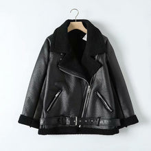 Tangada Women beige fur faux leather jacket coat with belt turn down collar Ladies 2019 Winter Thick Warm Oversized Coat 5B01