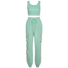 Solid Sports Wear 2 Piece Women Set Summer Casual Crop Top and Pants Set Tracksuit Female Two Piece Set 2020 Autum Clothes Suits