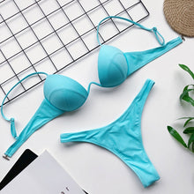 Bikini 2021 Summer Bandage Swimsuit Women Push Up Swimwear Padded Bra Bikini Set Solid Beach Wear Bathing Suit Brazilian Biquini