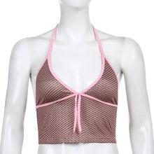 Sweetown Pink Heart Print Cute Bustier Crop Top Women Y2K Aesthetic Kawaii Clothes Sleeveless Backless Lace Up Bralette Camisole