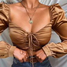 Nibber Fashionable Elegant Club Party Wear Crop Tops For Women T-Shirts Autumn Winter Hollow Out Long Sleeve Tee shirts Female