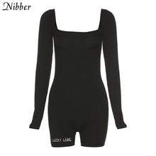 Nibber high street casual knitting playsuits femme 2020 summer black simple stretch Slim Elegant short jumpsuit pure Active Wear