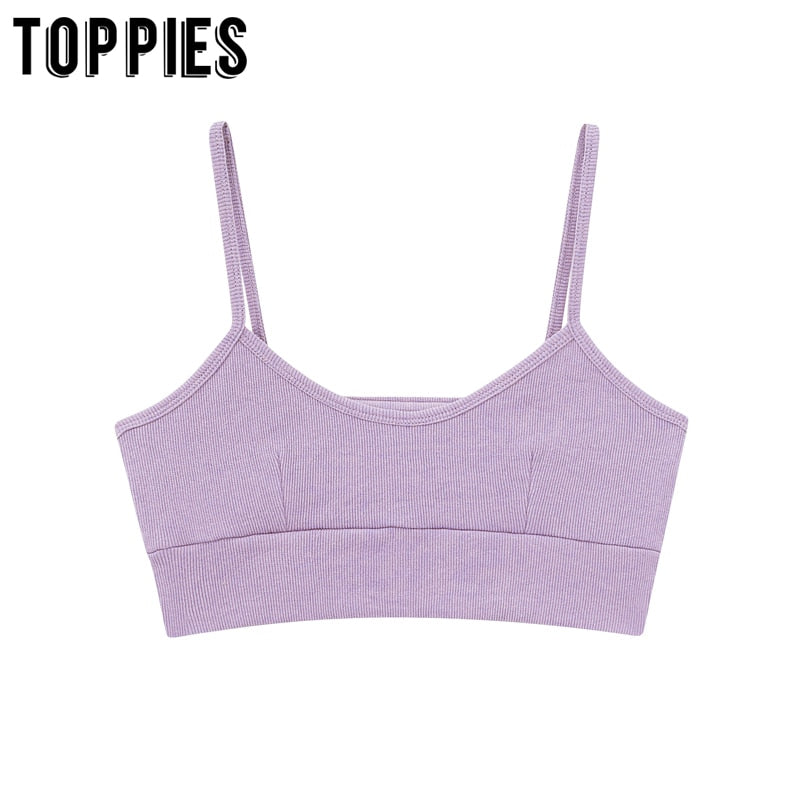 toppies womens cropped tops stretch camisoles casual ladies sports tops tees solid color