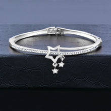 SINLEERY Romantic Black Heart Bangle Cuff For Women Gold Silver Color Crystal Heart Pendant Bracelets Women SL151 SSC