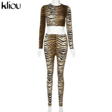 Kliou Women Seamless Fitness Sports Two-piece set Long Sleeve crop top High Waist Running Leggings Workout slim outfit