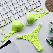 Bikini 2021 Summer Bandage Swimsuit Women Push Up Swimwear Padded Bra Bikini Set Solid Beach Wear Bathing Suit Brazilian Biquini