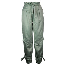 Women Pants Casual High Waist with Drawstring Fashionable Trousers Light Green Two Pockets Female Summer Autumn Girl Street Wear