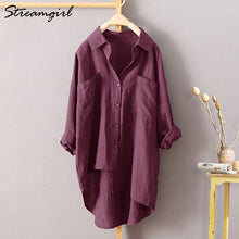 White Linen Shirt Women Long Sleeve Summer Work Wear White Shirt Linen Blouse Female Women's Blouse Women's Shirts With Pocket