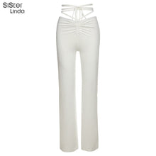 Sisterlinda Spring Fashion High Waist Straight Pant Women Casual Street Bandage Trousers Ladies Party Clubwear Pant Outfits 2021