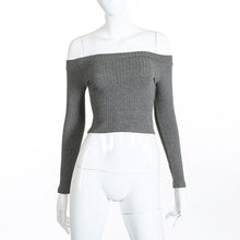 Women Off Shoulder Crop Top T Shirts Long Sleeve Short T-shirts For Women Clothing Fashion Black T-shirt Tops Tees Korean Style
