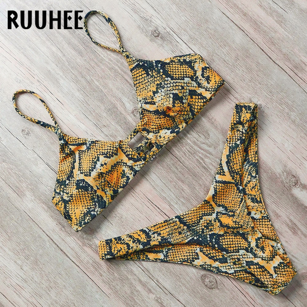 RUUHEE Bikini 2021 Swimwear Women Swimsuit Brazilian Bikini Set Marble Printed Bathing Suit Push Up Low Waist Summer Beach Wear