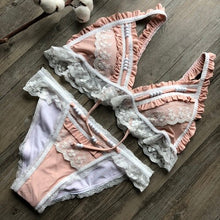 Splice lace female swimsuit Push up swimwear women biquinis Triangle ruffled bikinis 2019 mujer bathing suit Summer beach wear