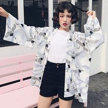 Vintage Summer Printed Chiffon Sunscreen Harajuku Kimono Cardigan Outerwear Blouse Japanese Style Women Clothing