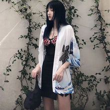 Vintage Summer Printed Chiffon Sunscreen Harajuku Kimono Cardigan Outerwear Blouse Japanese Style Women Clothing