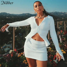 Nibber Basic Elegant knit basic white crop tops womens V-neck t-shirts 2021 new solid office ladies wild casual tee shirts mujer