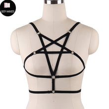 Rave Wear Pentagram Bondage Body Harness Lingerie Goth Crop Tops Fetish Cage Bra Lingerie Harness Belt Star Harness Bra