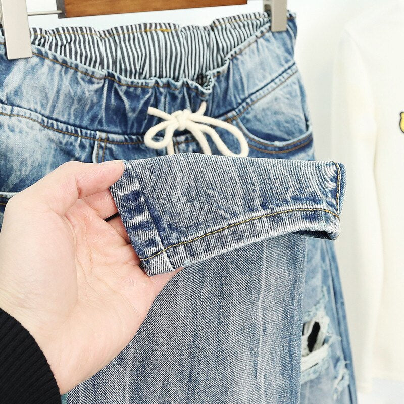 Summer Ripped Boyfriend Jeans For Women Fashion Loose Vintage High Waist Jeans Plus Size Jeans 5XL Pantalones Mujer Vaqueros Q58