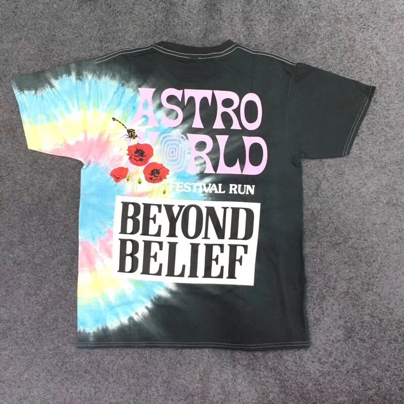 Travis Scott Astroworld Festival Run Tie Dye Tee T Men Women 1:1 Best Quality ASTROWORLD TRAVIS SCOTT t-shirts