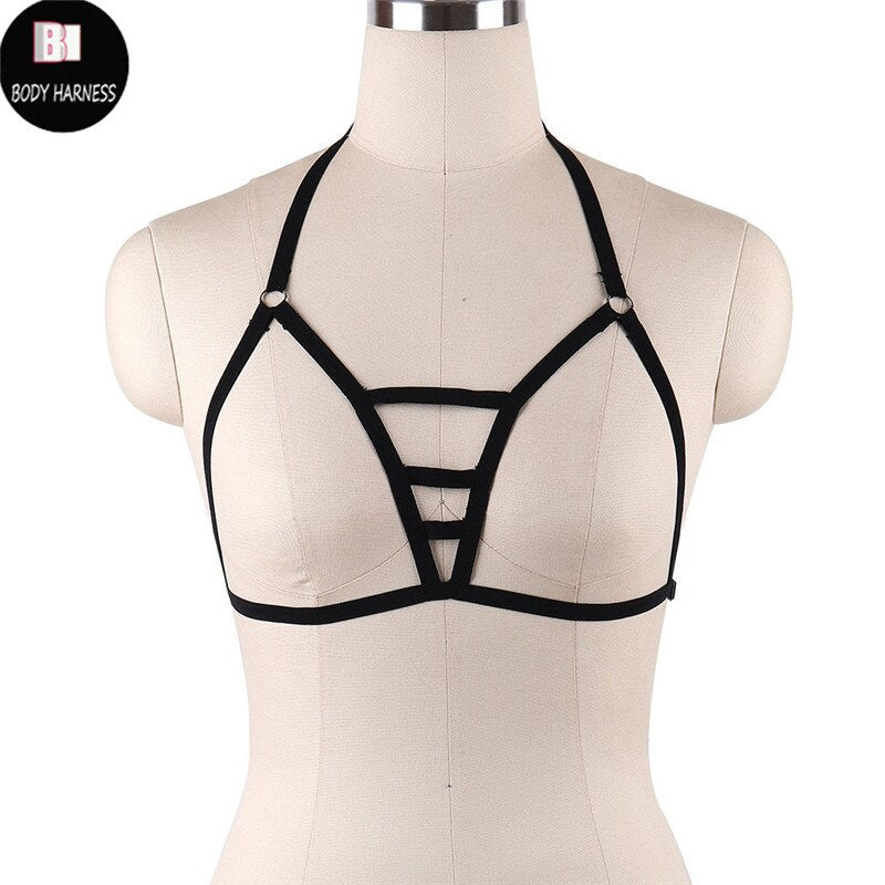 Rave Wear Pentagram Bondage Body Harness Lingerie Goth Crop Tops Fetish Cage Bra Lingerie Harness Belt Star Harness Bra
