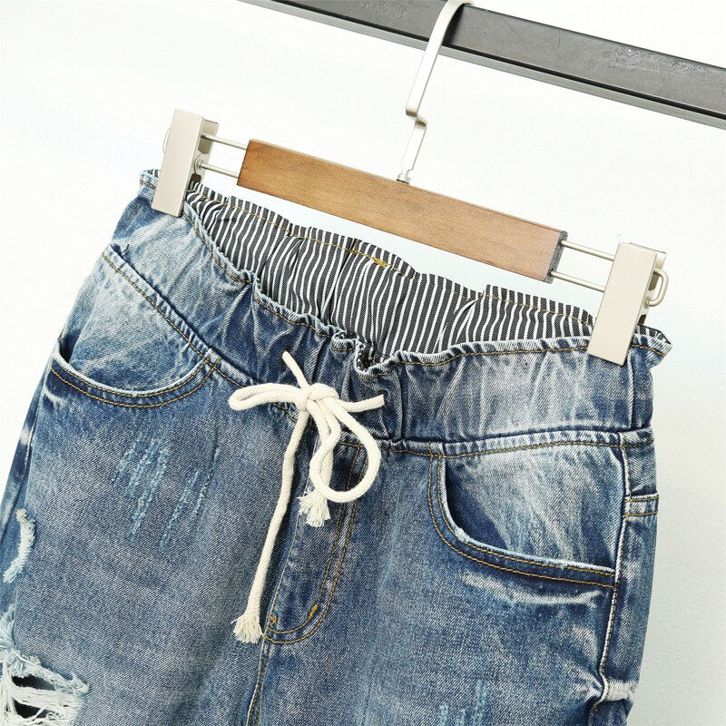 Summer Ripped Boyfriend Jeans For Women Fashion Loose Vintage High Waist Jeans Plus Size Jeans 5XL Pantalones Mujer Vaqueros Q58