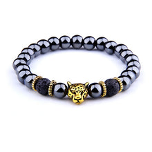 Silver Color Leopard Head Men Bracelet Natural Healing Energy Tiger Eye Stone Beads Bracelets Women Jewelry Friendship Pulseras