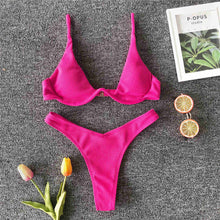 V-bar Underwired Bikini 2021 Female Swimsuit Women Swimwear Two-piece Bikini set V shape Wire Bather Ribbed Bathing Suit V1571