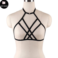 Rave Wear Pentagram Bondage Body Harness Lingerie Goth Crop Tops Fetish Cage Bra Lingerie Harness Belt Star Harness Bra
