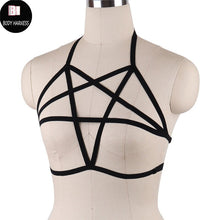 Rave Wear Pentagram Bondage Body Harness Lingerie Goth Crop Tops Fetish Cage Bra Lingerie Harness Belt Star Harness Bra