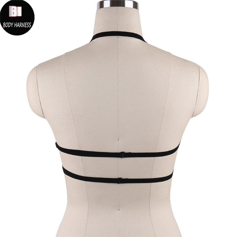 Rave Wear Pentagram Bondage Body Harness Lingerie Goth Crop Tops Fetish Cage Bra Lingerie Harness Belt Star Harness Bra