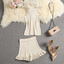 ALPHALMODA 2020 Summer Color Knit Top + Shorts Women 2pcs Lounge Wear Sets Popular Button Tank Top Shorts 2pcs Clothes Set