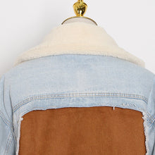 TWOTWINSTYLE Patchowrk Lambswool Denim Jacket For Women Lapel Long Sleeve Tassel Casual Coat Female 2020 Winter Fashion New Tide