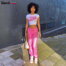 Weird Puss Y2K Summer Skinny Women Graphic T Shirts Navel Trend Print O-Neck Stretchy Short Sleeve Crop Top Streetwear Slim Tees