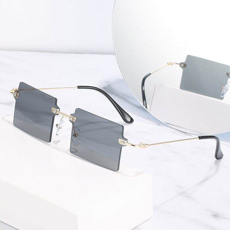 RBROVO Square Sunglasses Women 2021 Sun Glasses For Women Luxury Glasses Brand Designer Sunglasses Women Metal Frameless Eyewear