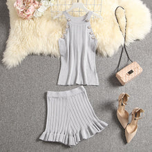 ALPHALMODA 2020 Summer Color Knit Top + Shorts Women 2pcs Lounge Wear Sets Popular Button Tank Top Shorts 2pcs Clothes Set