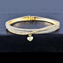 SINLEERY Romantic Black Heart Bangle Cuff For Women Gold Silver Color Crystal Heart Pendant Bracelets Women SL151 SSC