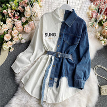 Women's Blouse 2020 Autumn Long Sleeve Shirt Tops Jeans Patchwork Plaid Blouses Elegantes Blusas para mujer Slim Shirt Dress