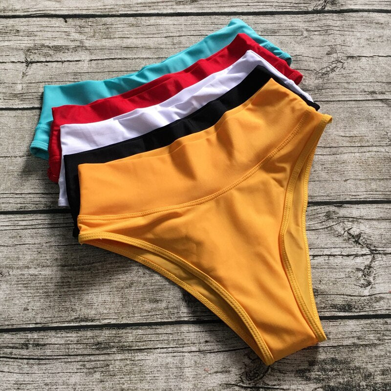 Wholesale Bikini Bottom High Waist Bikini Shorts Tankinis Sporty Panty Solid Candy Color Swimwear Bathing Suit Beach Swim Briefs