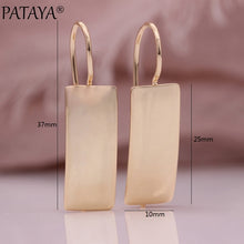 PATAYA New Long Square Glossy Women Earrings 585 Rose Gold Wedding Classic Simple Fashion Jewelry Unique Retro Dangle Earrings
