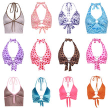Sweetown Pink Heart Print Cute Bustier Crop Top Women Y2K Aesthetic Kawaii Clothes Sleeveless Backless Lace Up Bralette Camisole