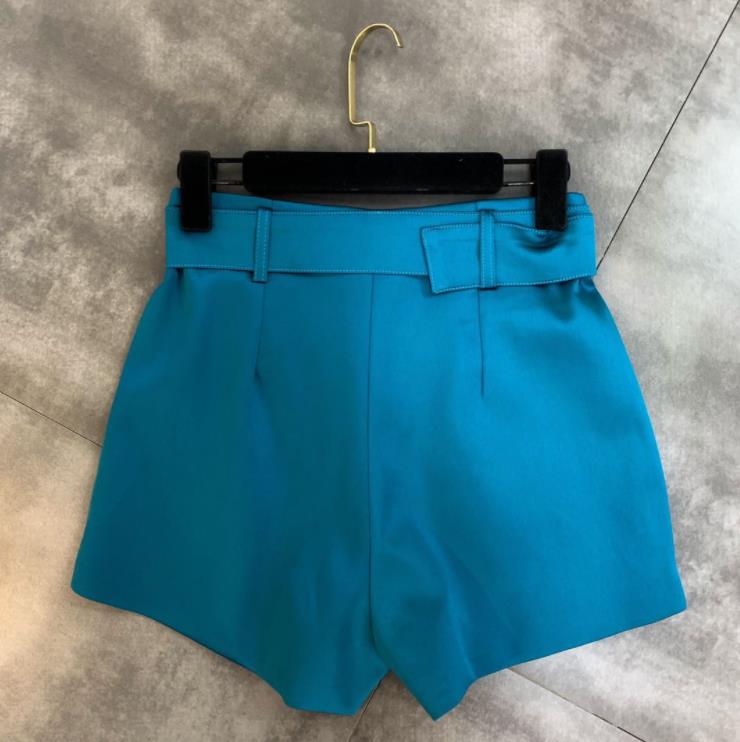 Shorts Women 2020 Spring Autumn Korean Solid Color Belt Casual Shorts High Waist Zipper Wide Leg Trousers Female Belt Shorts