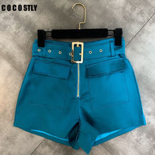 Shorts Women 2020 Spring Autumn Korean Solid Color Belt Casual Shorts High Waist Zipper Wide Leg Trousers Female Belt Shorts