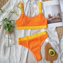 S- XL Sexy Ribbed Splicing Female Swimsuit High Waist Bikini Women Swimwear Two-pieces Bikini set Bather Bathing Suit Swim V2329