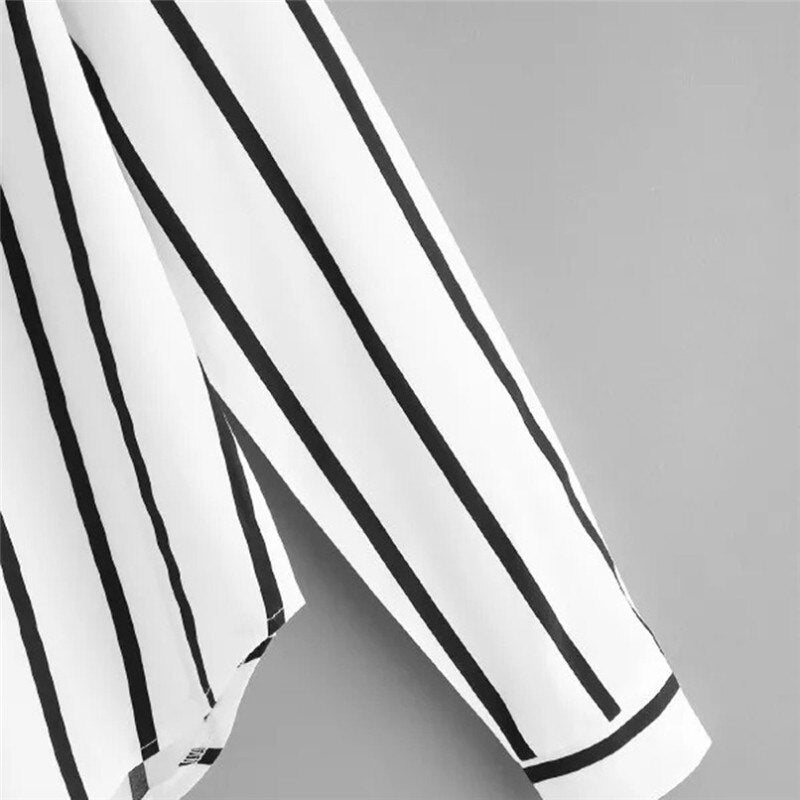 Autumn Long Sleeve V Neck Irregular Stripe Shirt Women Casual Tops And Blouses chemise femme camisas mujer women blouses